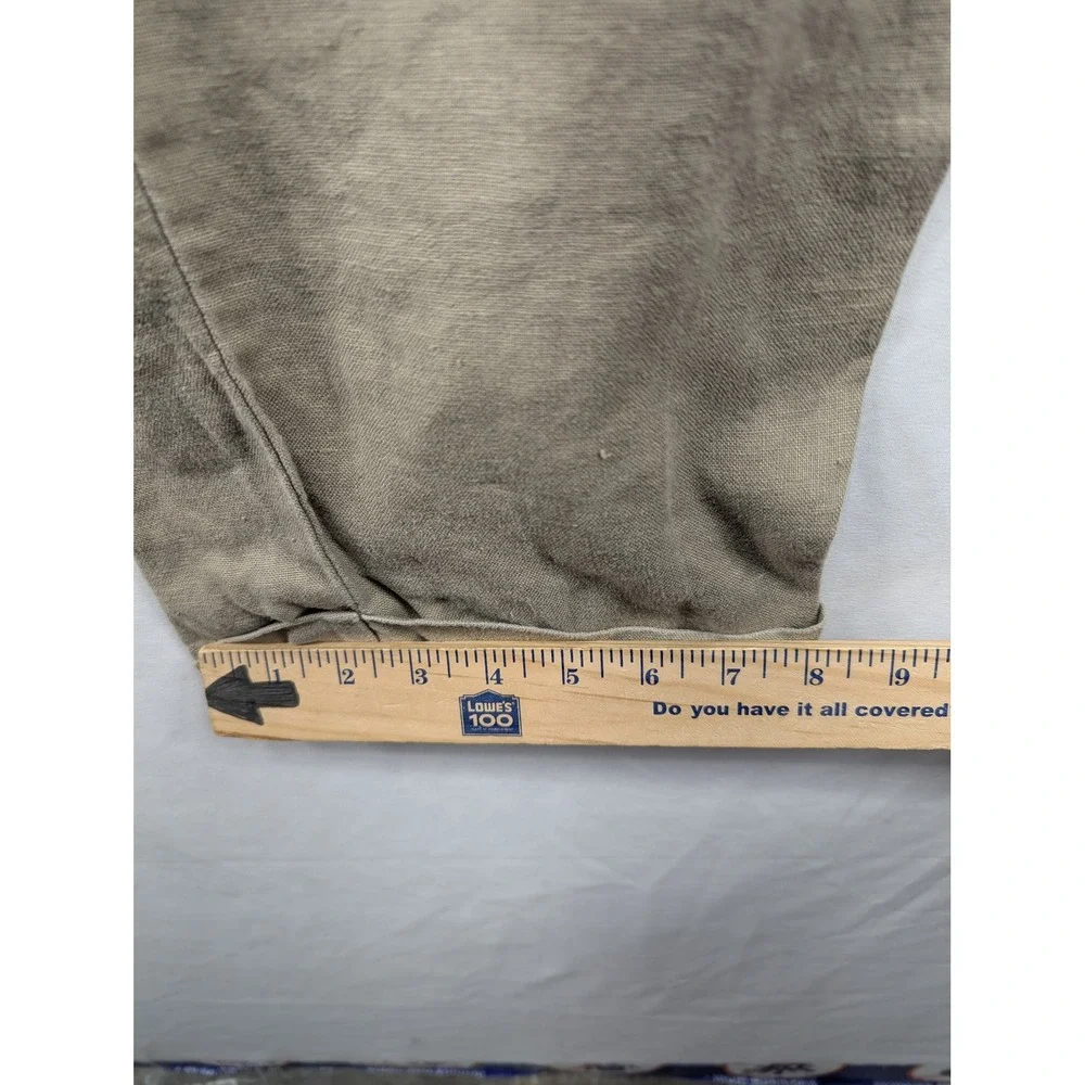 Eddie Bauer‎ Mens 35x32 Pleated Linen Pants Khaki Tan Cuffed Straight Trousers